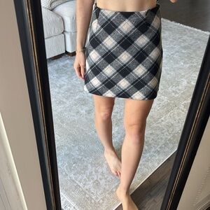 Thick wool plaid tartan skirt skort lined back zipper
